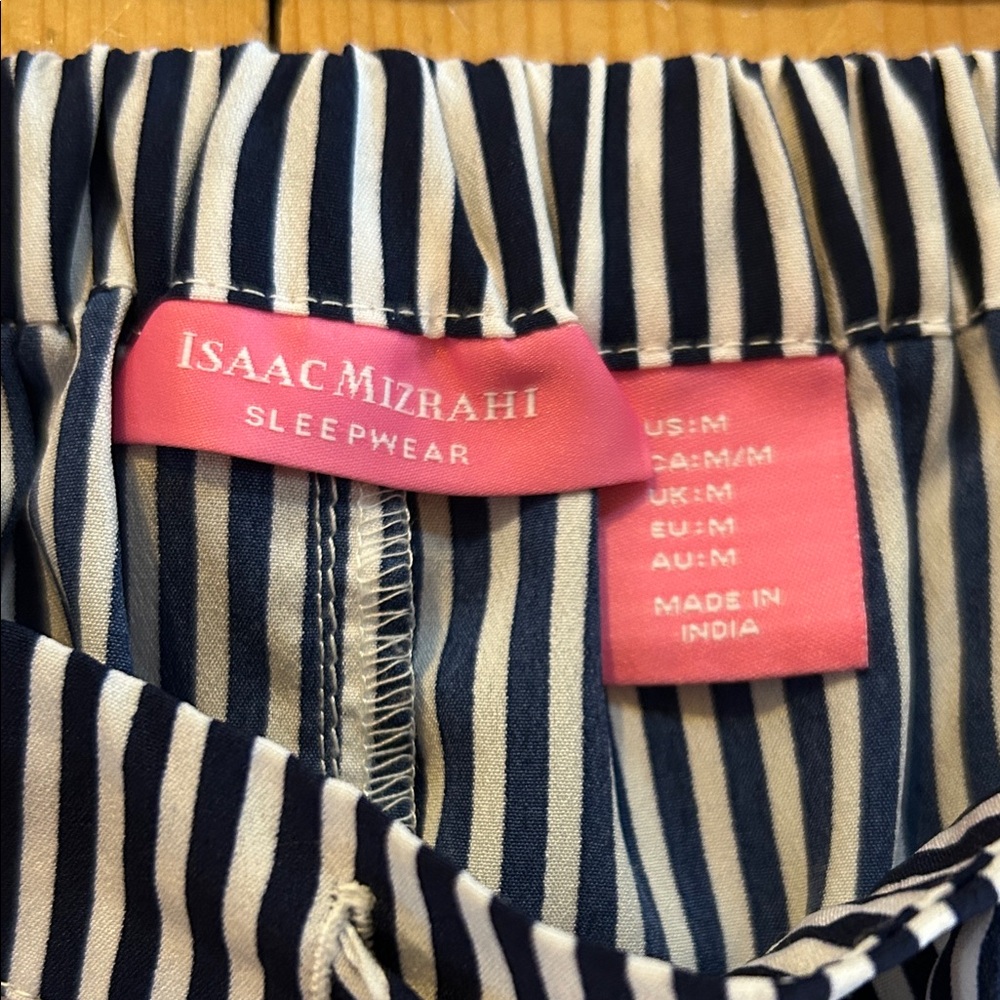Isaac Mizrahi Navy and White Striped Sleepwear shorts set - Picture 3 of 7